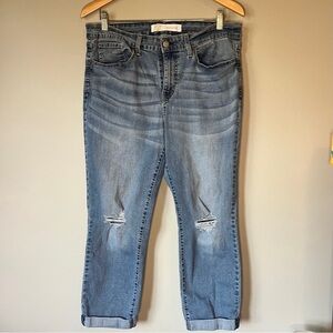 Levi's Mid Rise Boyfriend Light Blue Cropped Jeans